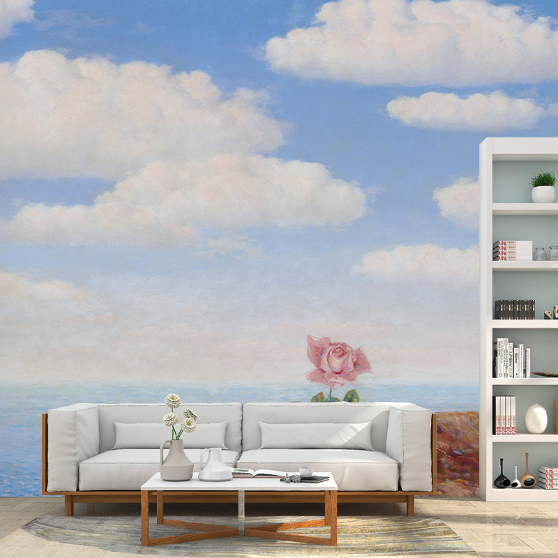 Alone Flower at Cliff Mural Wallpaper Surrealistic Washable Living Room Wall Art, Custom Size Clearhalo 'Wall Decor' 'Wall Mural' 1285150