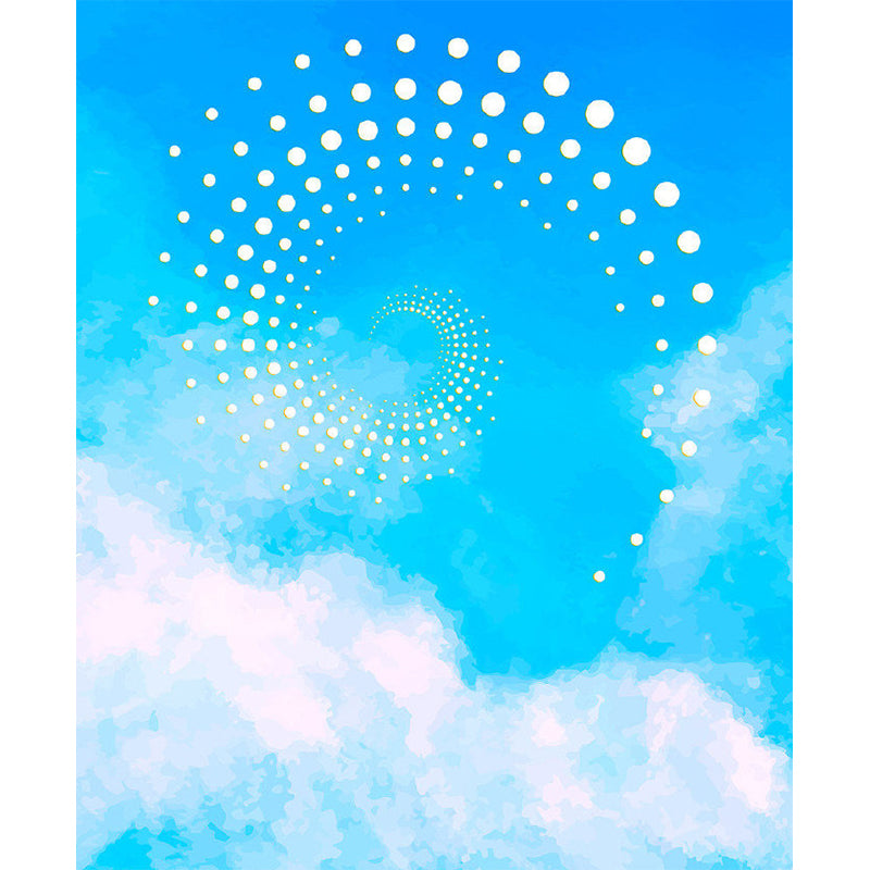 Big Spiral Patterned Murals Modern Sky Scenery Wall Decoration in Blue and White Clearhalo 'Wall Decor' 'Wall Mural' 1285255