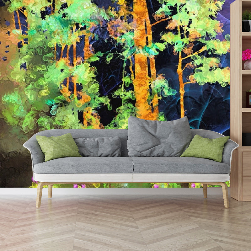 Washable Forest Overlook Painting Murals Customized Artistic Wall Decoration for Home Clearhalo 'Wall Decor' 'Wall Mural' 1285393