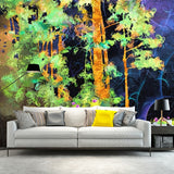 Washable Forest Overlook Painting Murals Customized Artistic Wall Decoration for Home Clearhalo 'Wall Decor' 'Wall Mural' 1285394