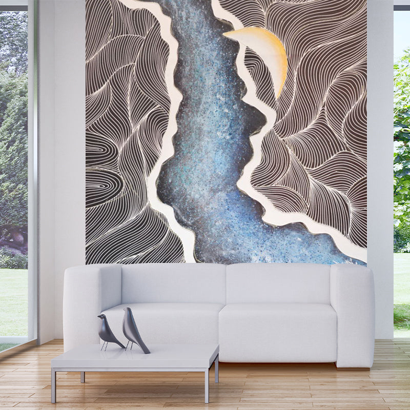 Artistic Flow Painting Murals for Living Room Personalized Wall Covering in Brown Clearhalo 'Wall Decor' 'Wall Mural' 1285458