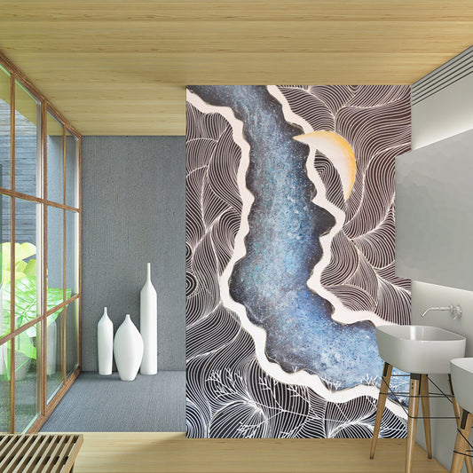 Artistic Flow Painting Murals for Living Room Personalized Wall Covering in Brown Clearhalo 'Wall Decor' 'Wall Mural' 1285459