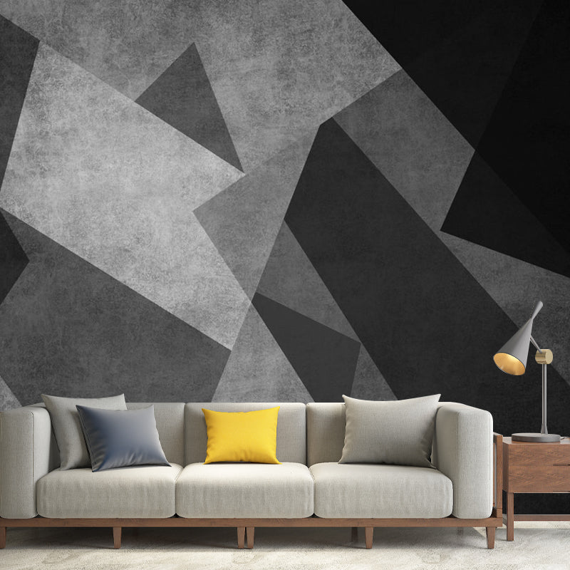 Black-Grey Modernist Mural Wallpaper Whole Geometric Pattern Wall Art for Bedroom Clearhalo 'Wall Decor' 'Wall Mural' 1285518