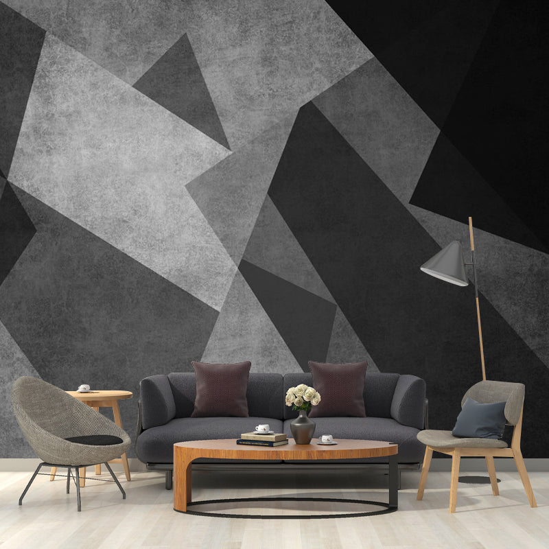 Black-Grey Modernist Mural Wallpaper Whole Geometric Pattern Wall Art for Bedroom Clearhalo 'Wall Decor' 'Wall Mural' 1285519