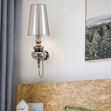 Tapered Wall Sconce Lighting Contemporary Fabric White/Black/Silver LED Sconce Light, 6"/8"/10" Dia Silver Clearhalo 'Modern wall lights' 'Modern' 'Wall Lamps & Sconces' 'Wall Lights' Lighting' 128566