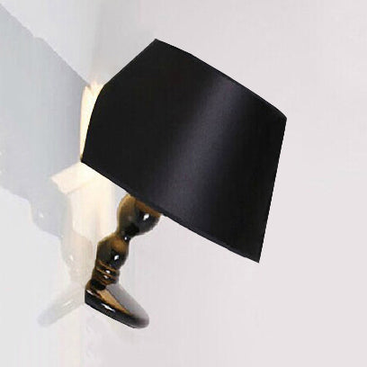 White/Black Cone Wall Sconce Lighting Modernism Fabric LED Wall Mount Light for Bedside Clearhalo 'Modern wall lights' 'Modern' 'Wall Lamps & Sconces' 'Wall Lights' Lighting' 128574