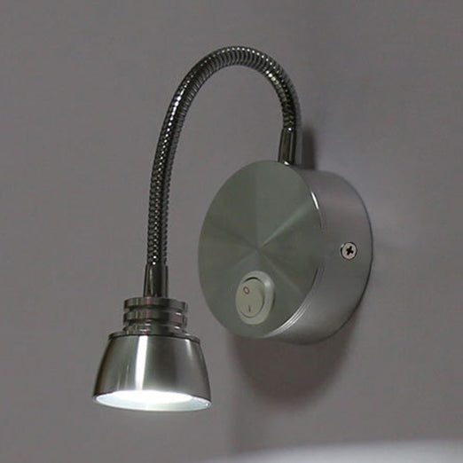 Aluminum Domed Wall Light Sconce Modern Warm/White Light LED Chrome Reading Wall Lamp with Adjustable Arm Chrome with Switch Clearhalo 'Cast Iron' 'Glass' 'Industrial' 'Modern wall lights' 'Modern' 'Tiffany' 'Traditional wall lights' 'Wall Lamps & Sconces' 'Wall Lights' Lighting' 128652