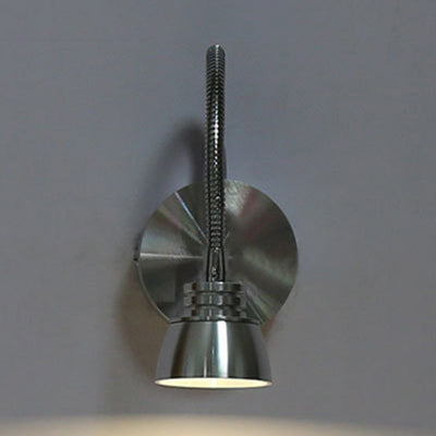 Aluminum Domed Wall Light Sconce Modern Warm/White Light LED Chrome Reading Wall Lamp with Adjustable Arm Clearhalo 'Cast Iron' 'Glass' 'Industrial' 'Modern wall lights' 'Modern' 'Tiffany' 'Traditional wall lights' 'Wall Lamps & Sconces' 'Wall Lights' Lighting' 128659
