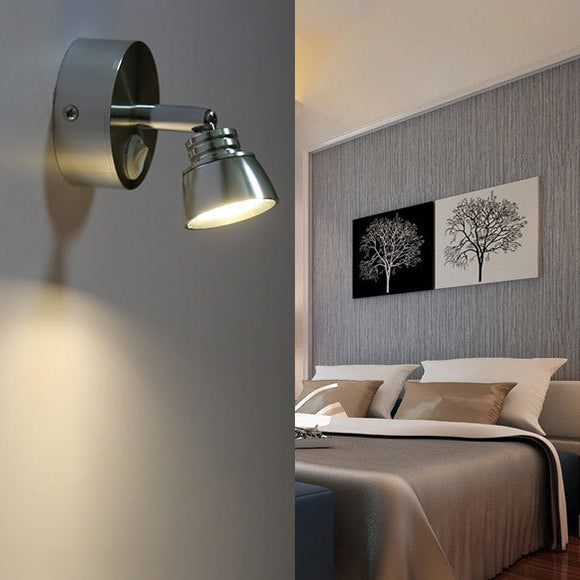 1 Light Corridor Wall Lighting with Dome Metal Shade Chrome Finish Sconce Lamp in Warm/White Light Chrome with Switch Clearhalo 'Cast Iron' 'Glass' 'Industrial' 'Modern wall lights' 'Modern' 'Tiffany' 'Traditional wall lights' 'Wall Lamps & Sconces' 'Wall Lights' Lighting' 128672