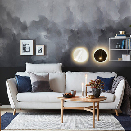 Tube Wall Lamp Simple Style Metallic LED Black/White Wall Sconce with Round Backplate for Living Room, Warm/White Light Clearhalo 'Cast Iron' 'Glass' 'Industrial' 'Modern wall lights' 'Modern' 'Tiffany' 'Traditional wall lights' 'Wall Lamps & Sconces' 'Wall Lights' Lighting' 128702