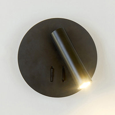Tube Wall Lamp Simple Style Metallic LED Black/White Wall Sconce with Round Backplate for Living Room, Warm/White Light Black Clearhalo 'Cast Iron' 'Glass' 'Industrial' 'Modern wall lights' 'Modern' 'Tiffany' 'Traditional wall lights' 'Wall Lamps & Sconces' 'Wall Lights' Lighting' 128707