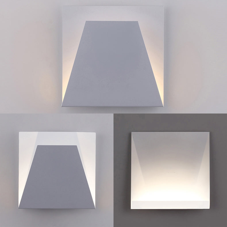 Geometric Metal Wall Lamp Simplistic Style LED White Wall Light Sconce in Warm/White Lighting for Bedroom Clearhalo 'Cast Iron' 'Glass' 'Industrial' 'Modern wall lights' 'Modern' 'Tiffany' 'Traditional wall lights' 'Wall Lamps & Sconces' 'Wall Lights' Lighting' 128737