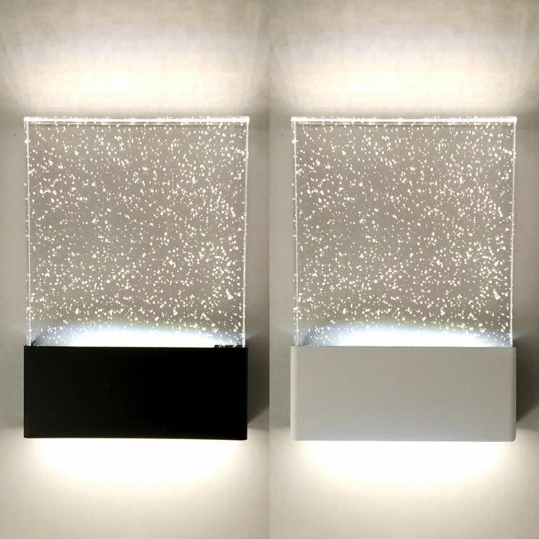 Bubble Crystal Rectangle LED Sconce Light Fixture Modern 1 Light Black/White Wall Light for Living Room Hotel Clearhalo 'Cast Iron' 'Glass' 'Industrial' 'Modern wall lights' 'Modern' 'Tiffany' 'Traditional wall lights' 'Wall Lamps & Sconces' 'Wall Lights' Lighting' 128753