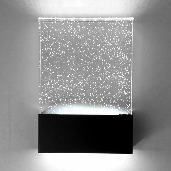 Bubble Crystal Rectangle LED Sconce Light Fixture Modern 1 Light Black/White Wall Light for Living Room Hotel Black Clearhalo 'Cast Iron' 'Glass' 'Industrial' 'Modern wall lights' 'Modern' 'Tiffany' 'Traditional wall lights' 'Wall Lamps & Sconces' 'Wall Lights' Lighting' 128754