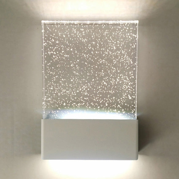 Bubble Crystal Rectangle LED Sconce Light Fixture Modern 1 Light Black/White Wall Light for Living Room Hotel Clearhalo 'Cast Iron' 'Glass' 'Industrial' 'Modern wall lights' 'Modern' 'Tiffany' 'Traditional wall lights' 'Wall Lamps & Sconces' 'Wall Lights' Lighting' 128758