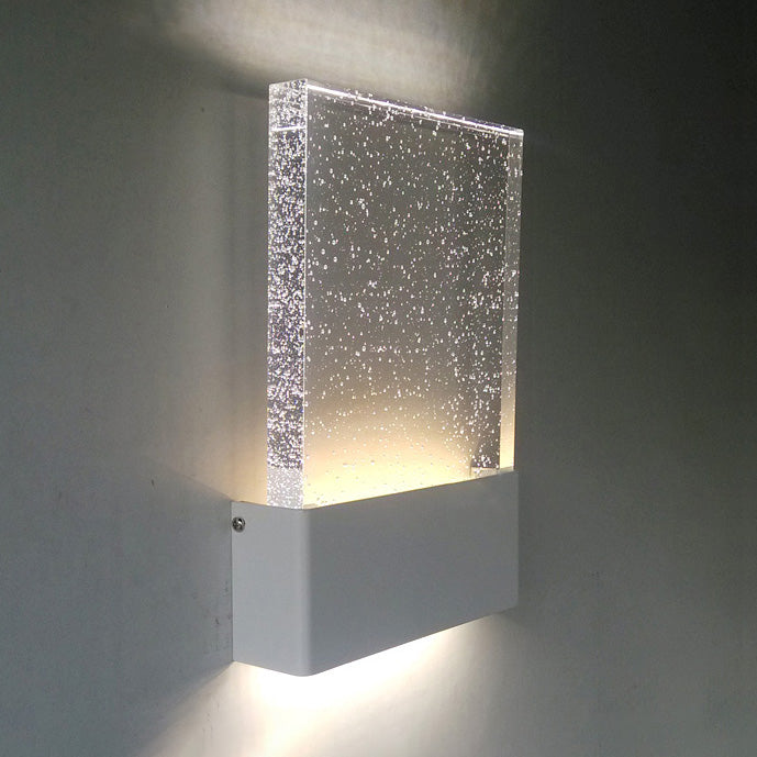 Bubble Crystal Rectangle LED Sconce Light Fixture Modern 1 Light Black/White Wall Light for Living Room Hotel Clearhalo 'Cast Iron' 'Glass' 'Industrial' 'Modern wall lights' 'Modern' 'Tiffany' 'Traditional wall lights' 'Wall Lamps & Sconces' 'Wall Lights' Lighting' 128759