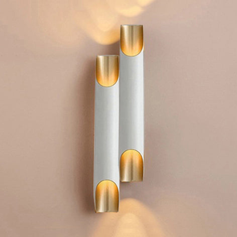 Gold/Black/White Pipe Wall Light Sconce Modern Style 2/4 Lights Metal Wall Mounted Light for Living Room 4.0 White Clearhalo 'Cast Iron' 'Glass' 'Industrial' 'Modern wall lights' 'Modern' 'Tiffany' 'Traditional wall lights' 'Wall Lamps & Sconces' 'Wall Lights' Lighting' 128762