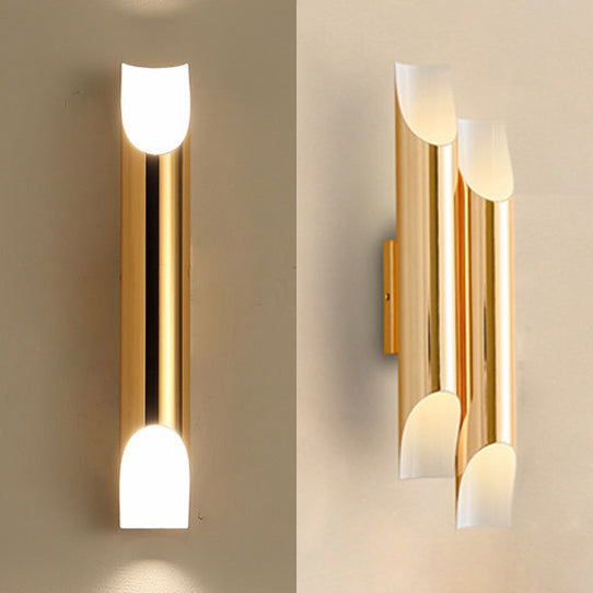 Gold/Black/White Pipe Wall Light Sconce Modern Style 2/4 Lights Metal Wall Mounted Light for Living Room Clearhalo 'Cast Iron' 'Glass' 'Industrial' 'Modern wall lights' 'Modern' 'Tiffany' 'Traditional wall lights' 'Wall Lamps & Sconces' 'Wall Lights' Lighting' 128768