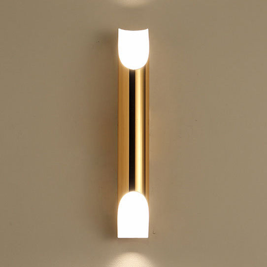 Gold/Black/White Pipe Wall Light Sconce Modern Style 2/4 Lights Metal Wall Mounted Light for Living Room 2.0 Gold Clearhalo 'Cast Iron' 'Glass' 'Industrial' 'Modern wall lights' 'Modern' 'Tiffany' 'Traditional wall lights' 'Wall Lamps & Sconces' 'Wall Lights' Lighting' 128769