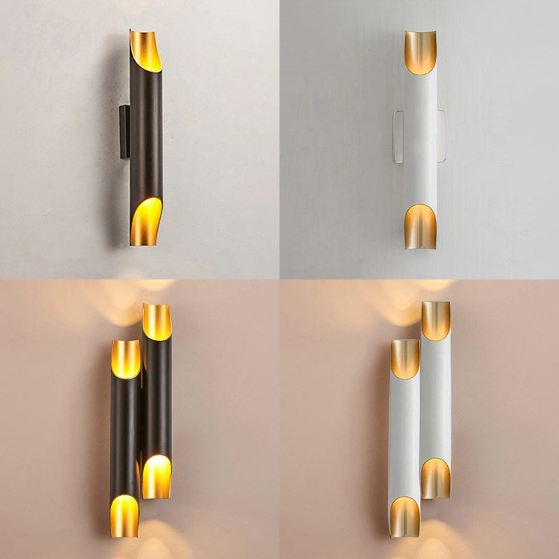 Gold/Black/White Pipe Wall Light Sconce Modern Style 2/4 Lights Metal Wall Mounted Light for Living Room Clearhalo 'Cast Iron' 'Glass' 'Industrial' 'Modern wall lights' 'Modern' 'Tiffany' 'Traditional wall lights' 'Wall Lamps & Sconces' 'Wall Lights' Lighting' 128772