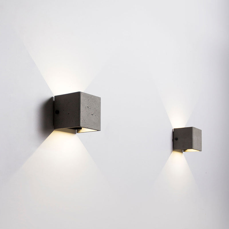 4"/8" Wide Cube Wall Light Sconce in Nordic Style Cement 1 Light Grey Wall Sconce Clearhalo 'Modern wall lights' 'Modern' 'Wall Lamps & Sconces' 'Wall Lights' Lighting' 128785