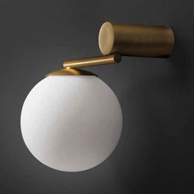 White Glass Sphere Wall Lighting Modern 1 Light Gold Led Wall Mount Light Fixture Gold Clearhalo 'Cast Iron' 'Glass' 'Industrial' 'Modern wall lights' 'Modern' 'Tiffany' 'Traditional wall lights' 'Wall Lamps & Sconces' 'Wall Lights' Lighting' 128791