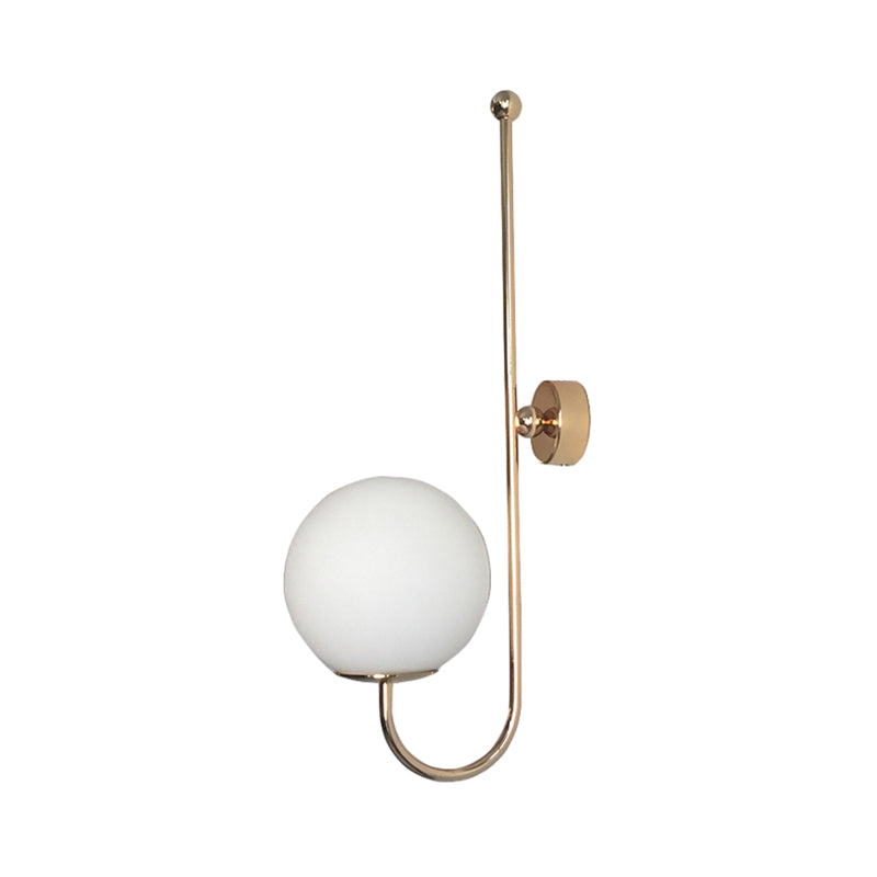 Golden Gooseneck Wall Sconce Modern 1 Head Metal Wall Lamp with Frosted Glass Ball Shade for Bedroom Clearhalo 'Cast Iron' 'Glass' 'Industrial' 'Modern wall lights' 'Modern' 'Tiffany' 'Traditional wall lights' 'Wall Lamps & Sconces' 'Wall Lights' Lighting' 128816