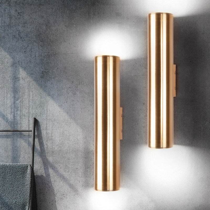 Gold Cylinder Wall Sconce Fixture Modern Style 2"/3" Width LED Metal Wall Lamp in Gold for Corridor Clearhalo 'Cast Iron' 'Glass' 'Industrial' 'Modern wall lights' 'Modern' 'Tiffany' 'Traditional wall lights' 'Wall Lamps & Sconces' 'Wall Lights' Lighting' 128845