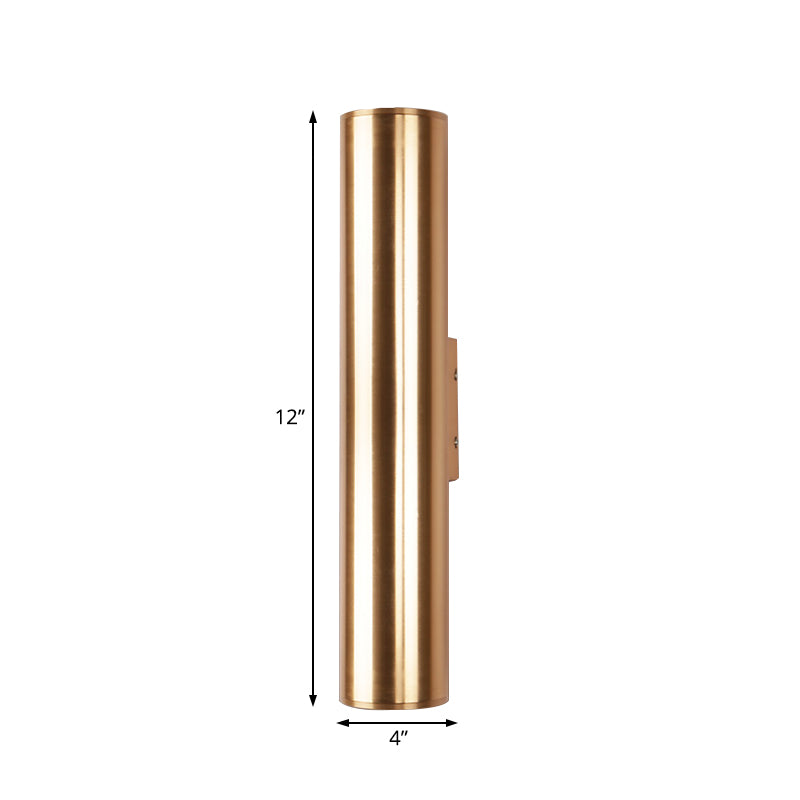 Gold Cylinder Wall Sconce Fixture Modern Style 2"/3" Width LED Metal Wall Lamp in Gold for Corridor Clearhalo 'Cast Iron' 'Glass' 'Industrial' 'Modern wall lights' 'Modern' 'Tiffany' 'Traditional wall lights' 'Wall Lamps & Sconces' 'Wall Lights' Lighting' 128853