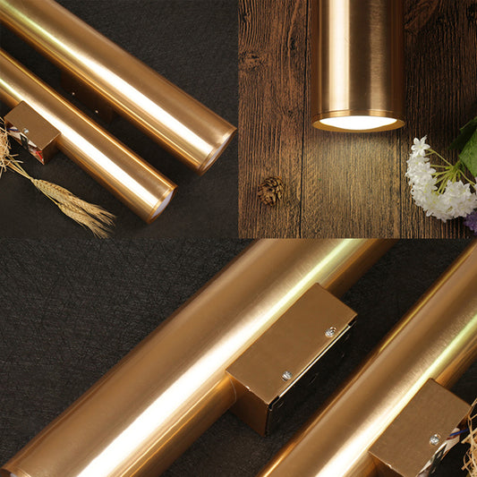 Gold Cylinder Wall Sconce Fixture Modern Style 2"/3" Width LED Metal Wall Lamp in Gold for Corridor Clearhalo 'Cast Iron' 'Glass' 'Industrial' 'Modern wall lights' 'Modern' 'Tiffany' 'Traditional wall lights' 'Wall Lamps & Sconces' 'Wall Lights' Lighting' 128854
