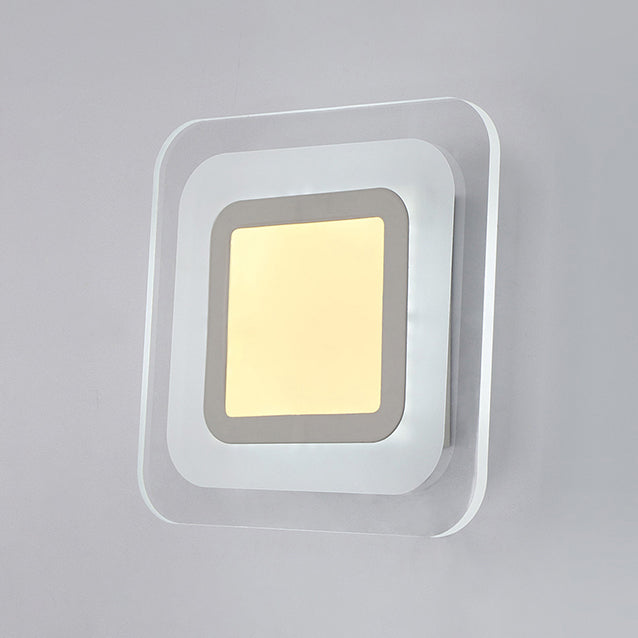 Triangle/Round/Square Corridor Wall Sconce Lighting Acrylic LED Simplicity Wall Lamp in Warm/White White Square Clearhalo 'Modern wall lights' 'Modern' 'Wall Lamps & Sconces' 'Wall Lights' Lighting' 128875