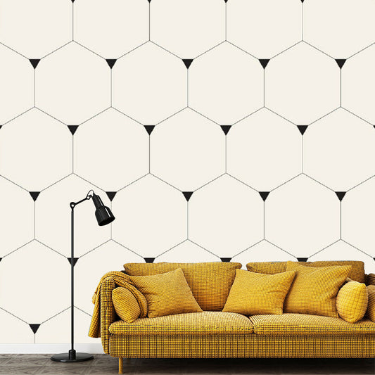 Beige Honeycomb Wall Covering Murals Geometric Simple Washable Wall Art for Home Clearhalo 'Wall Decor' 'Wall Mural' 1289137