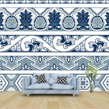 Blue Bohemian Murals Wallpaper Whole Seamless Pattern Wall Decor for Living Room Clearhalo 'Wall Decor' 'Wall Mural' 1289228