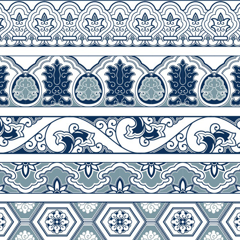 Blue Bohemian Murals Wallpaper Whole Seamless Pattern Wall Decor for Living Room Clearhalo 'Wall Decor' 'Wall Mural' 1289229