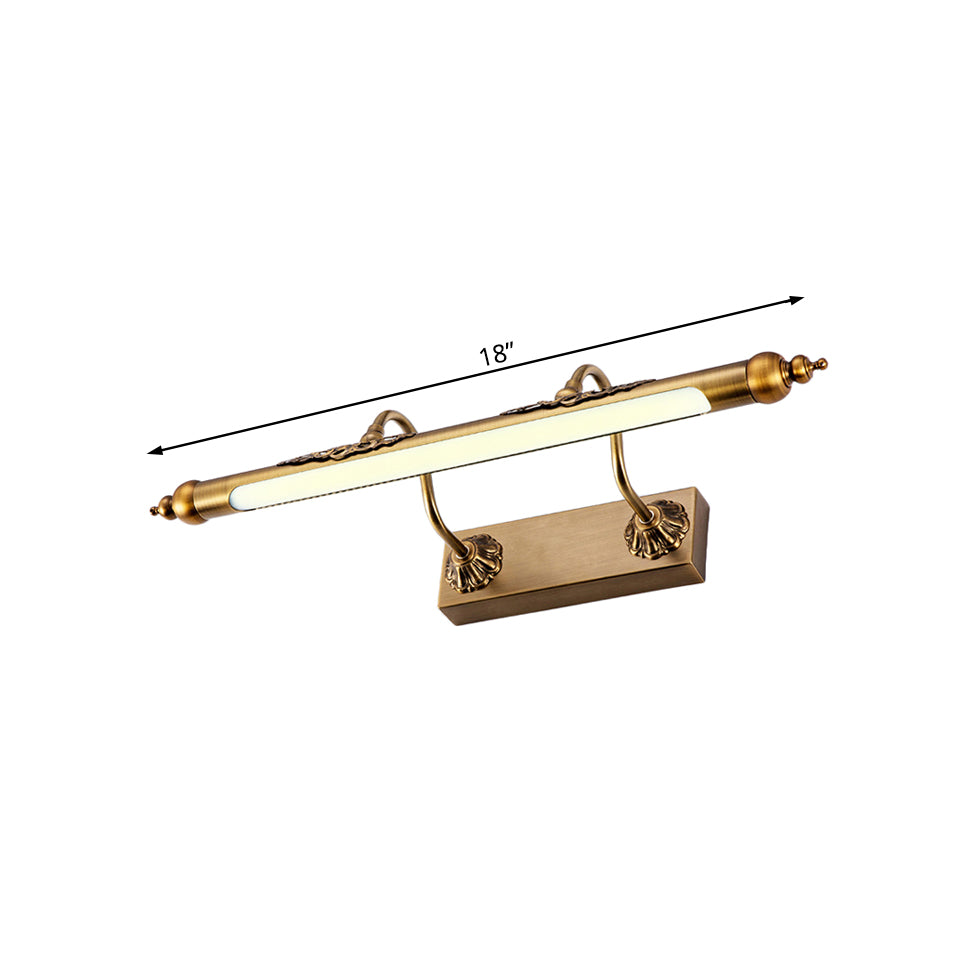 Metallic Linear Vanity Light Modernism Style 18"/21.5" Wide LED Brass Wall Sconce Lighting in Warm/White Lighting for Bathroom Clearhalo 'Cast Iron' 'Glass' 'Industrial' 'Modern wall lights' 'Modern' 'Tiffany' 'Traditional wall lights' 'Wall Lamps & Sconces' 'Wall Lights' Lighting' 128933