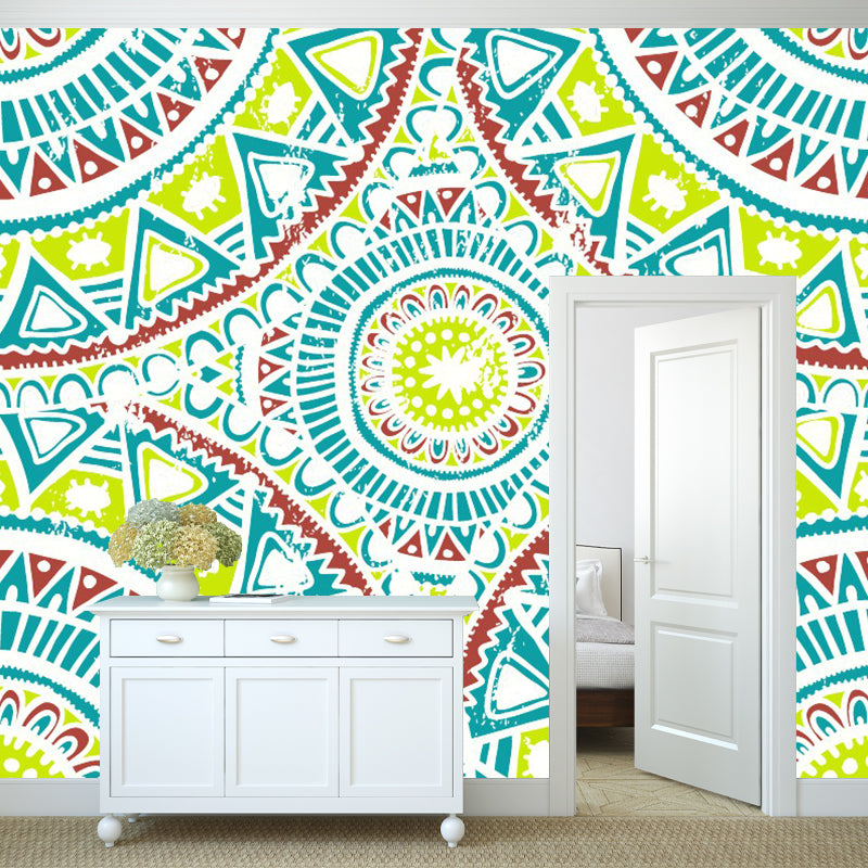 Symmetrical Geometric Mural Decal Bohemian Smooth Wall Covering in Red-Blue-Green Red-Blue-Green Clearhalo 'Wall Decor' 'Wall Mural' 1289341