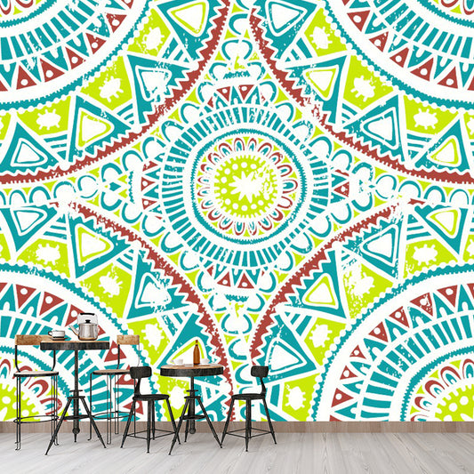 Symmetrical Geometric Mural Decal Bohemian Smooth Wall Covering in Red-Blue-Green Clearhalo 'Wall Decor' 'Wall Mural' 1289343