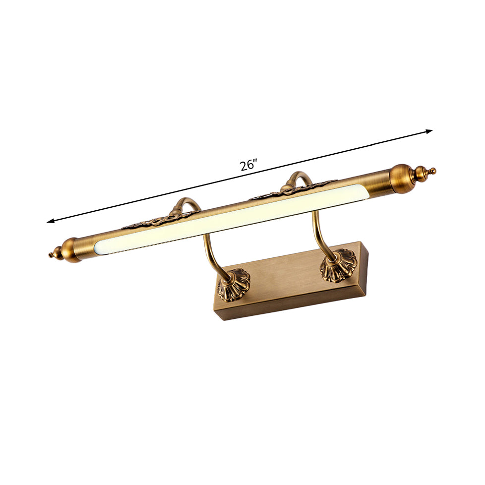 Metallic Linear Vanity Light Modernism Style 18"/21.5" Wide LED Brass Wall Sconce Lighting in Warm/White Lighting for Bathroom Clearhalo 'Cast Iron' 'Glass' 'Industrial' 'Modern wall lights' 'Modern' 'Tiffany' 'Traditional wall lights' 'Wall Lamps & Sconces' 'Wall Lights' Lighting' 128935