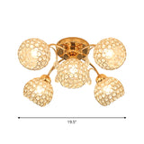 5 Heads Semi Flush Mount with Spherical Crystal Traditional Bedchamber Ceiling Mount Clearhalo 'Ceiling Lights' 'Close To Ceiling Lights' 'Close to ceiling' 'Semi-flushmount' Lighting' 1289586