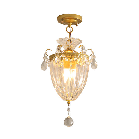 Crystal Draping Clear Ceiling Mounted Light Lantern 1 Bulb Modern Semi-Flush Mount Light Clearhalo 'Ceiling Lights' 'Close To Ceiling Lights' 'Close to ceiling' 'Semi-flushmount' Lighting' 1289589