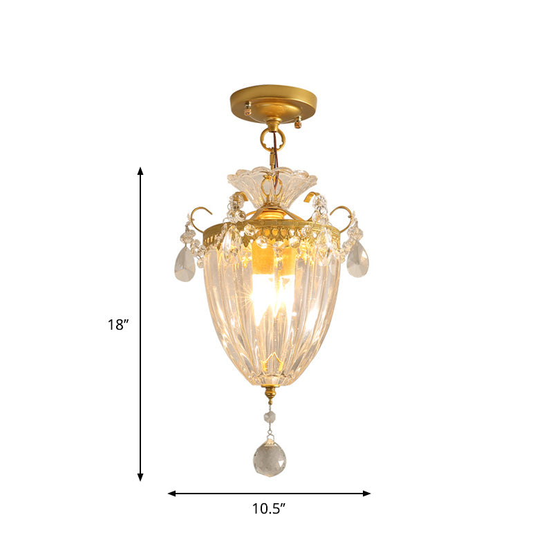 Crystal Draping Clear Ceiling Mounted Light Lantern 1 Bulb Modern Semi-Flush Mount Light Clearhalo 'Ceiling Lights' 'Close To Ceiling Lights' 'Close to ceiling' 'Semi-flushmount' Lighting' 1289590