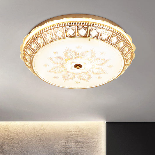 LED Ceiling Light Flush Mount with Bowl Crystal Contemporary Bedroom Flush Mount Lamp Gold Clearhalo 'Ceiling Lights' 'Close To Ceiling Lights' 'Close to ceiling' 'Flush mount' Lighting' 1289625