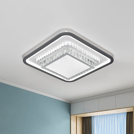 LED Flushmount Lighting Modern Square/Rectangle Crystal Ceiling Mounted Fixture in Black and White Black-White Square Clearhalo 'Ceiling Lights' 'Close To Ceiling Lights' 'Close to ceiling' 'Flush mount' Lighting' 1289629