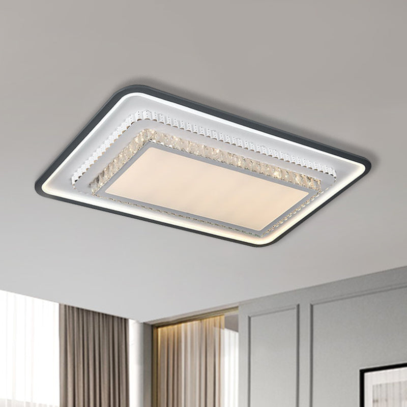 LED Flushmount Lighting Modern Square/Rectangle Crystal Ceiling Mounted Fixture in Black and White Clearhalo 'Ceiling Lights' 'Close To Ceiling Lights' 'Close to ceiling' 'Flush mount' Lighting' 1289634