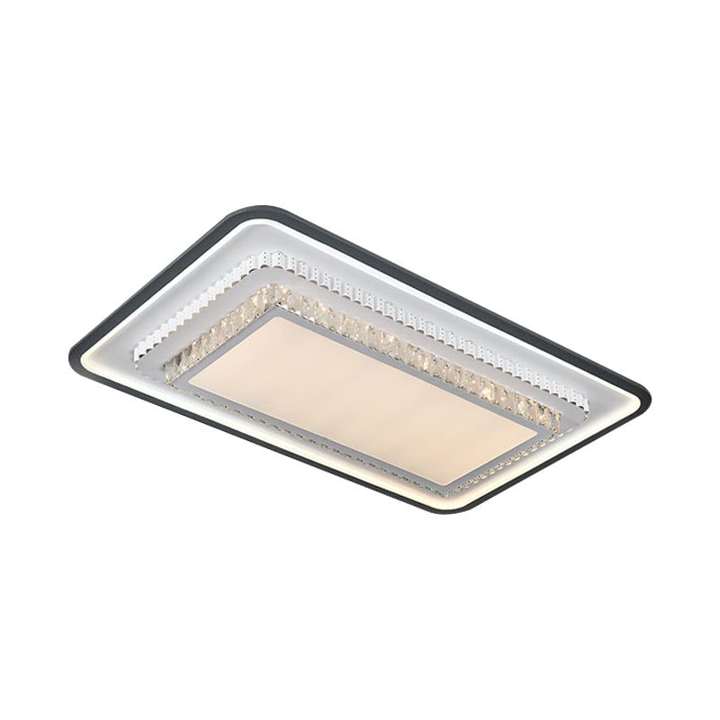 LED Flushmount Lighting Modern Square/Rectangle Crystal Ceiling Mounted Fixture in Black and White Clearhalo 'Ceiling Lights' 'Close To Ceiling Lights' 'Close to ceiling' 'Flush mount' Lighting' 1289635