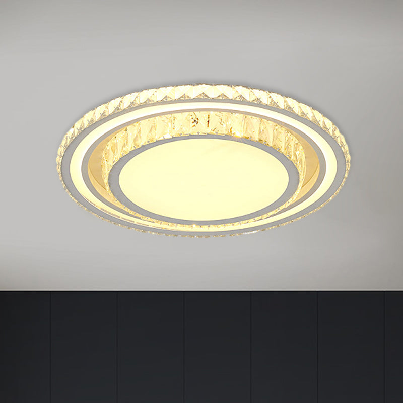 Contemporary Round/Square Flush Mount Lamp LED Crystal Flush Mount Ceiling Fixture in White White Round Clearhalo 'Ceiling Lights' 'Close To Ceiling Lights' 'Close to ceiling' 'Flush mount' Lighting' 1289638