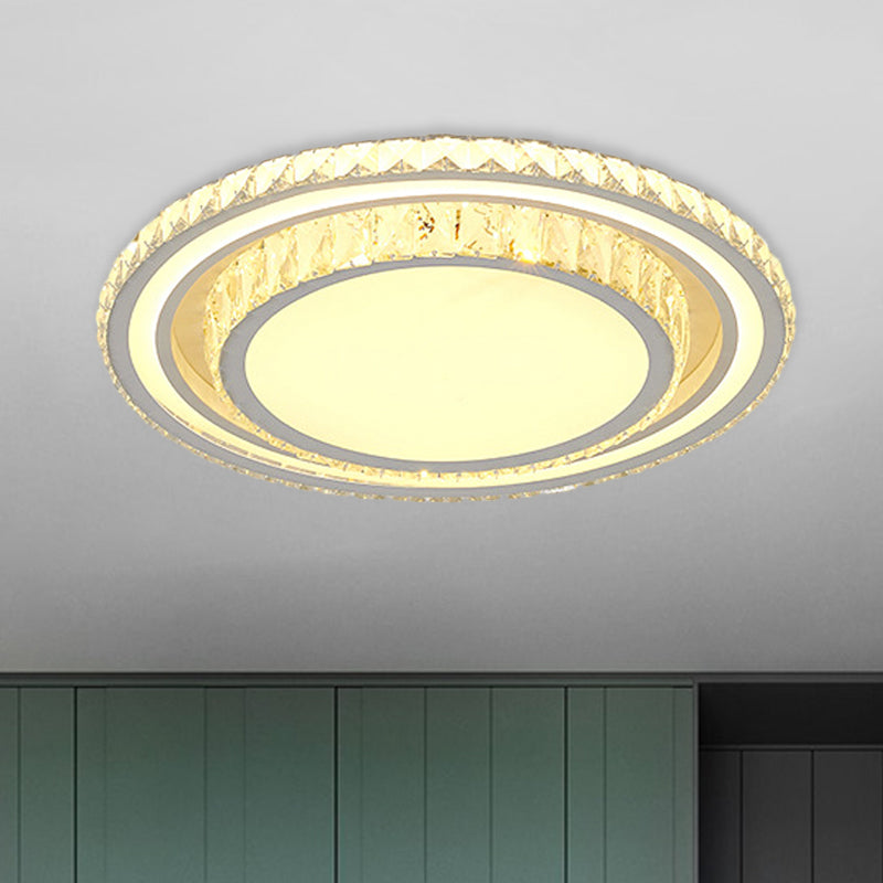 Contemporary Round/Square Flush Mount Lamp LED Crystal Flush Mount Ceiling Fixture in White Clearhalo 'Ceiling Lights' 'Close To Ceiling Lights' 'Close to ceiling' 'Flush mount' Lighting' 1289639