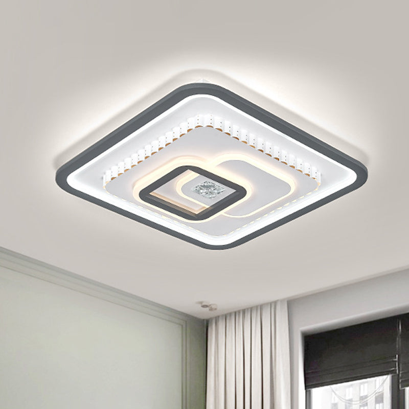 Square Crystal Flushmount Modern LED Sleeping Room Close to Ceiling Lamp in Black and White Clearhalo 'Ceiling Lights' 'Close To Ceiling Lights' 'Close to ceiling' 'Flush mount' Lighting' 1289648