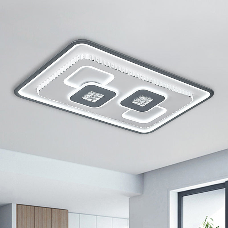 Crystal Black and White Flush Mount Fixture Square/Rectangle LED Contemporary Ceiling Mounted Light Clearhalo 'Ceiling Lights' 'Close To Ceiling Lights' 'Close to ceiling' 'Flush mount' Lighting' 1289652