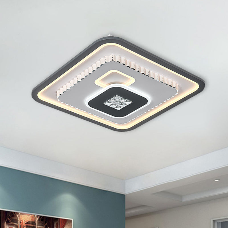 Crystal Black and White Flush Mount Fixture Square/Rectangle LED Contemporary Ceiling Mounted Light Clearhalo 'Ceiling Lights' 'Close To Ceiling Lights' 'Close to ceiling' 'Flush mount' Lighting' 1289657